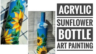 How to paint a glass bottle?|Sunflower bottle art|Easy glass bottle painting|DIY bottle art process| by Mithra Gireesh 62 views 1 month ago 14 minutes, 1 second