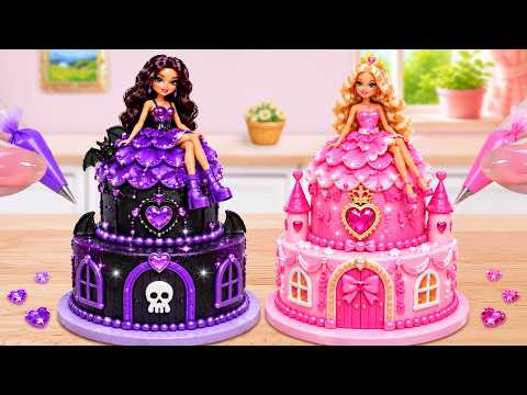 Pink and Purple Princess Cake💗 Beautiful Miniature Castle Cake Decorating 💜Mini Cakes