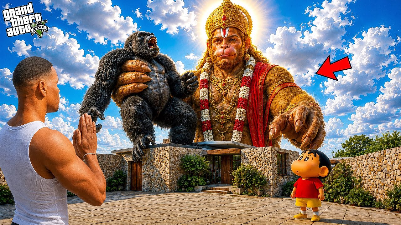 GTA V: Franklin And Shinchan Found Biggest Hanuman Statue in GTA 5 Telugu | #gta5