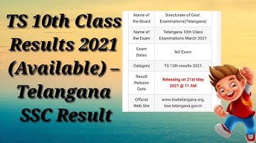 TS 10th Class Results 2021 (Available) – Telangana SSC Result, Marks Memo