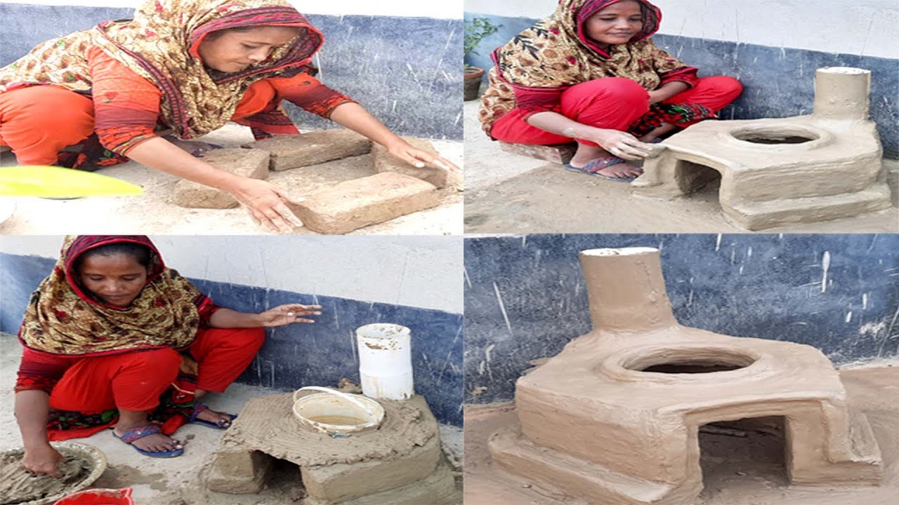 How to make mud clay oven for outdoor cooking মাটির চুলা তৈরি করার