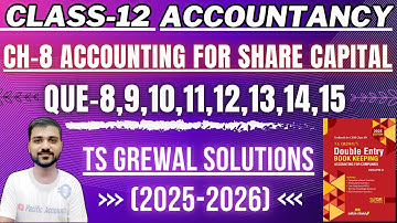 ACCOUNTING FOR SHARE CAPITAL CLASS 12 | CH 8 | ACCOUNTS | TS GREWAL| Q-8,9,10,11,12,13,14,15 |SHARES