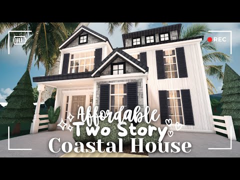 [ bloxburg ] 🩵 affordable coastal two story house | 27k! ꒰ no advanced placing build ꒱
