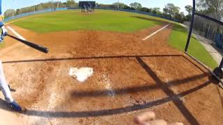 During toronto blue jays spring training in florida, a gopro camera
takes footage from catcher jp arencibia's perspective live batting
practice. rob l...
