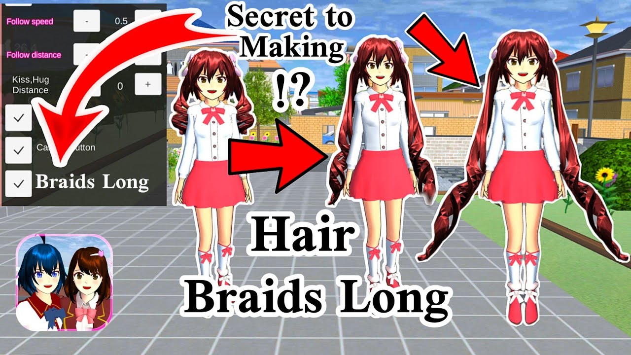 سر تطويل ضفائر الشعر في ساكورا سكول Secret to making Hair braids long in SAKURA SCHOOL SIMULATOR