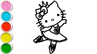Cute Princess Hello Kitty Drawing, Painting And Coloring For Kids And Toddlers Easy Drawing