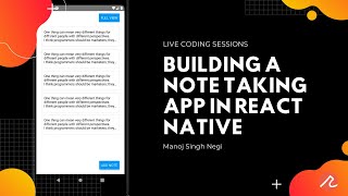 Famous Building a Note taking app in React Native | Manoj Singh Negi | Recraft Relic Net Worth