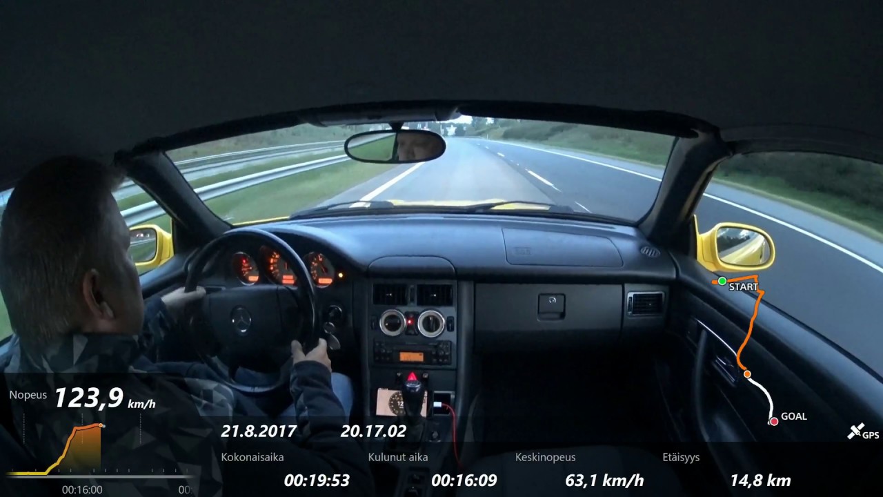 2017 08 21 MB SLK 230 kompressor 0 - 100 km/h 7,4 sek