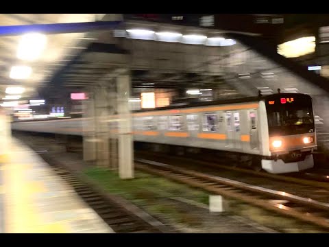 中央線　東中野駅を新宿方面に高速通過する209系1000番台