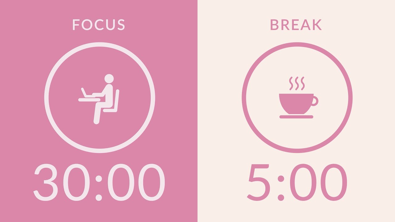 30/5 Pomodoro Timer with Pink Noise 🎧 4-Hour Study with Me for Deep Focus & ADHD ✨
