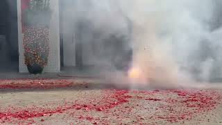 Setting off firecrackers to start the work after CNY