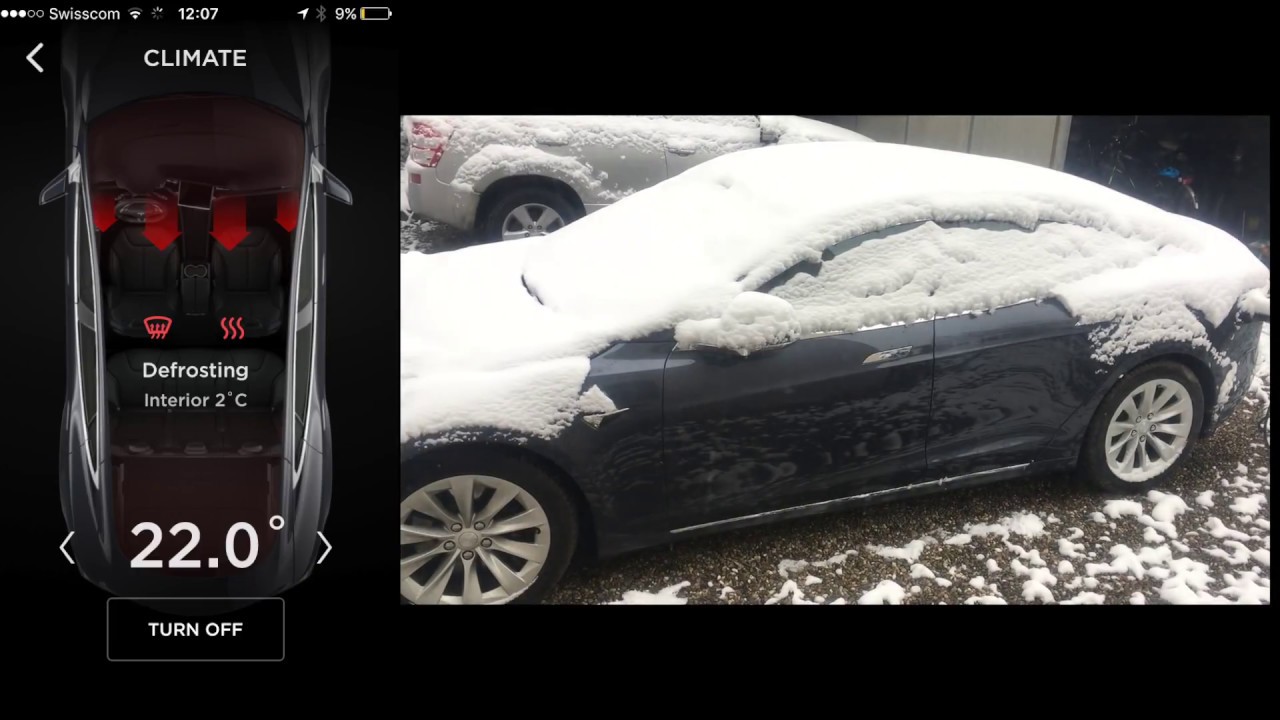 How To Tesla Pre Heat Neat Melt Snow No Youtube