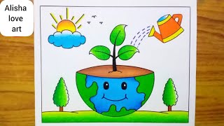 World Water Day Drawing / World Environment poster drawing / Save Water Save Earth Drawing