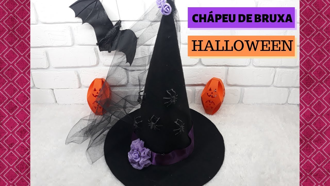 Chapéu de Bruxa Preto Halloween - Extra Festas