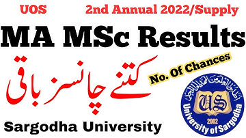 MA MSc Results Sargodha University No of Chances | MA MSc 2nd Annual 2022 Results UOS