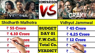 Sidharth Malhotra Yodha movie vs Vidhyut jammwal Crakk movie box office collection comparison।।