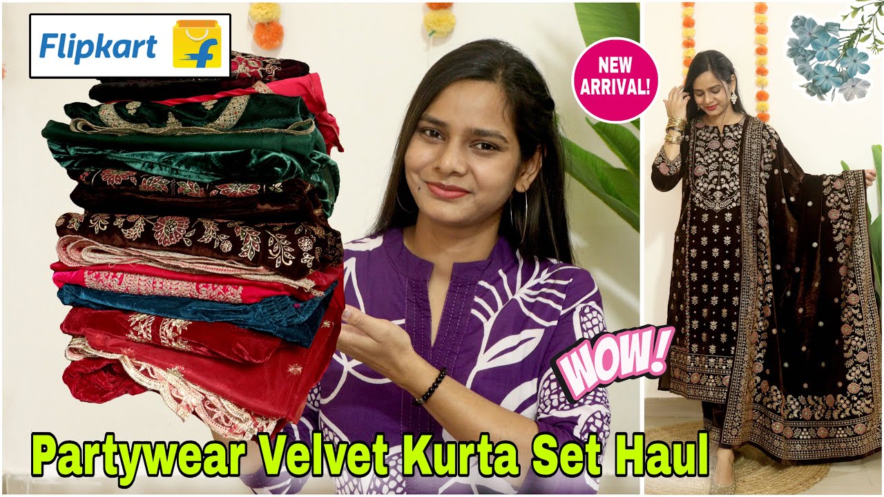 Flipkart Velvet Kurta Set Haul 🍒 Flipkart Partywear Suit set Haul 🍒 Jyoti Raj 