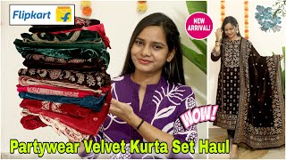 Flipkart Velvet Kurta Set Haul Flipkart Partywear Suit Set Haul Jyoti Raj