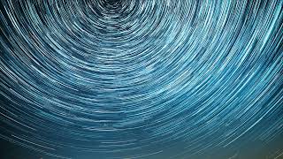 Amazing Stars Effects In Sky. Star Trails On Night Sky Background. Meteors Fly Across Sky. 4k Time
