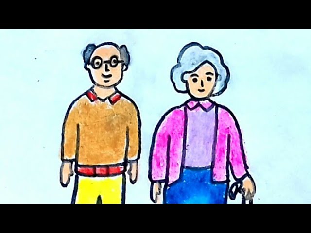 Sketch Silhouette Half Body Couple Elderly Of Grandmother With Straight  Short Hair With Grandfather With Beard And Glasses Stock Illustration -  Download Image Now - iStock