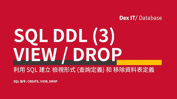 【SQL】 Access SQL DDL 資料定義語言  CREATE VIEW 檢視形式、 DROP 移除表格/檢視形式定義 教學 (中文字幕) (可調節速度)