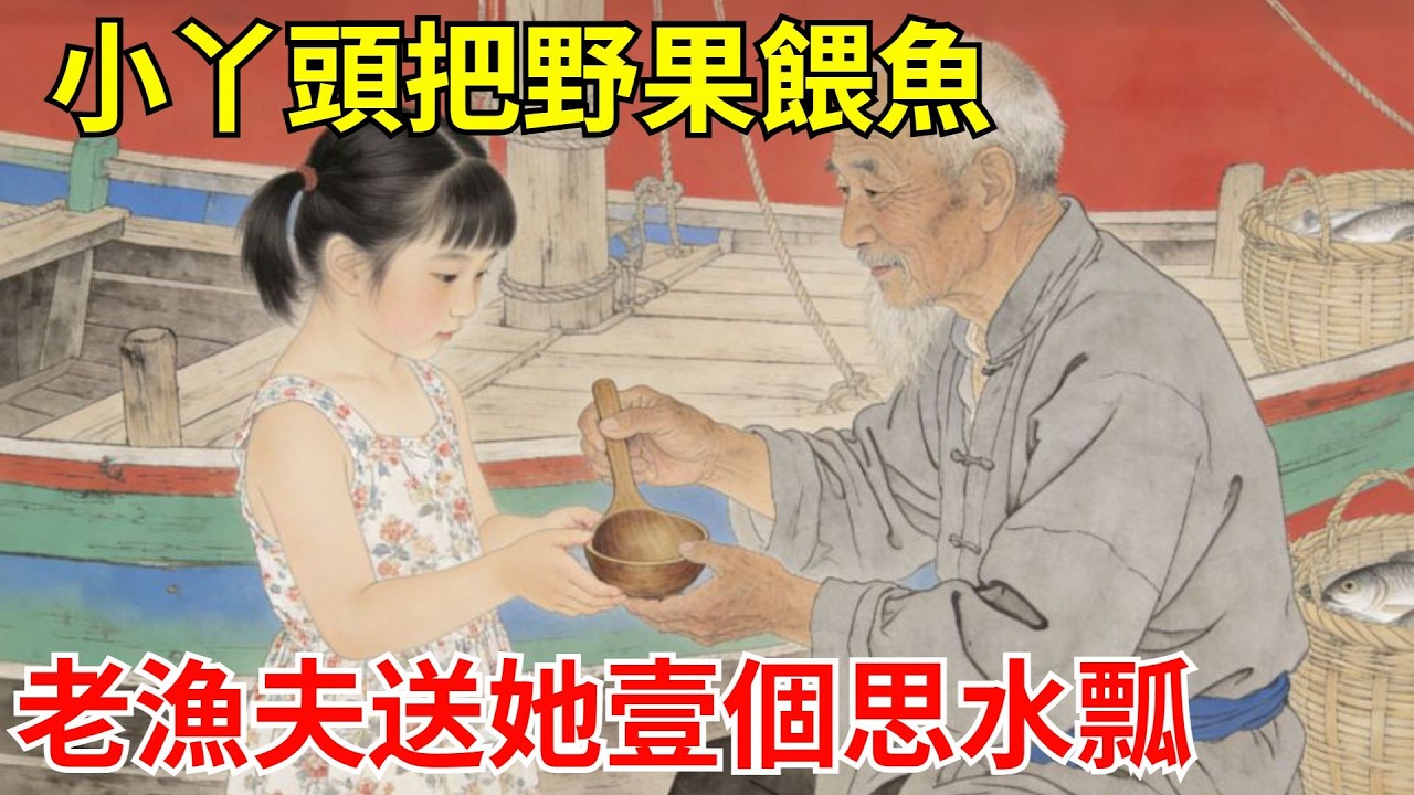 被賣途中逃跑的小丫頭，把藏了三天的野果餵給塘裡的魚，老漁夫默默給她壹個思水瓢：舀空井也能滿，煮粥自動香！#故事頻道#聽書#民間故事#說書#善有善報#爽文