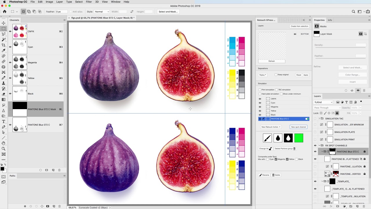 How to switch CMYK to 3 spot inks in Photoshop - RXP Spot-Color Plugin ...
