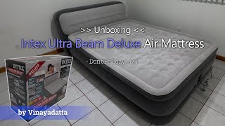 Unboxing انتكس فائق القطيفة مرتبة هوائية سرير قابلة للنفخ مع لوح أمامي ومضخة مدمجة ، مقاس كوين