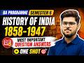 History of India 1858-1947 Most Important Question Answers | BA Sem 6 Exam Preparation