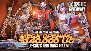 PUBG Mobile MEGA Opening 140,000 UC + 10x 325 UC Giveaway 😍🤑 || Rambo