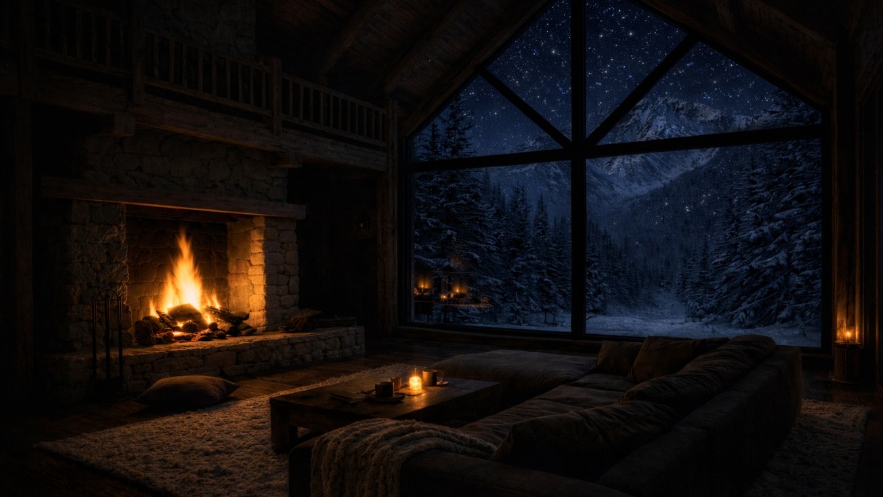 Winter Cabin Escape • Blizzard Outside, Warm Fire Inside for Peaceful Sleep (NO ADS)
