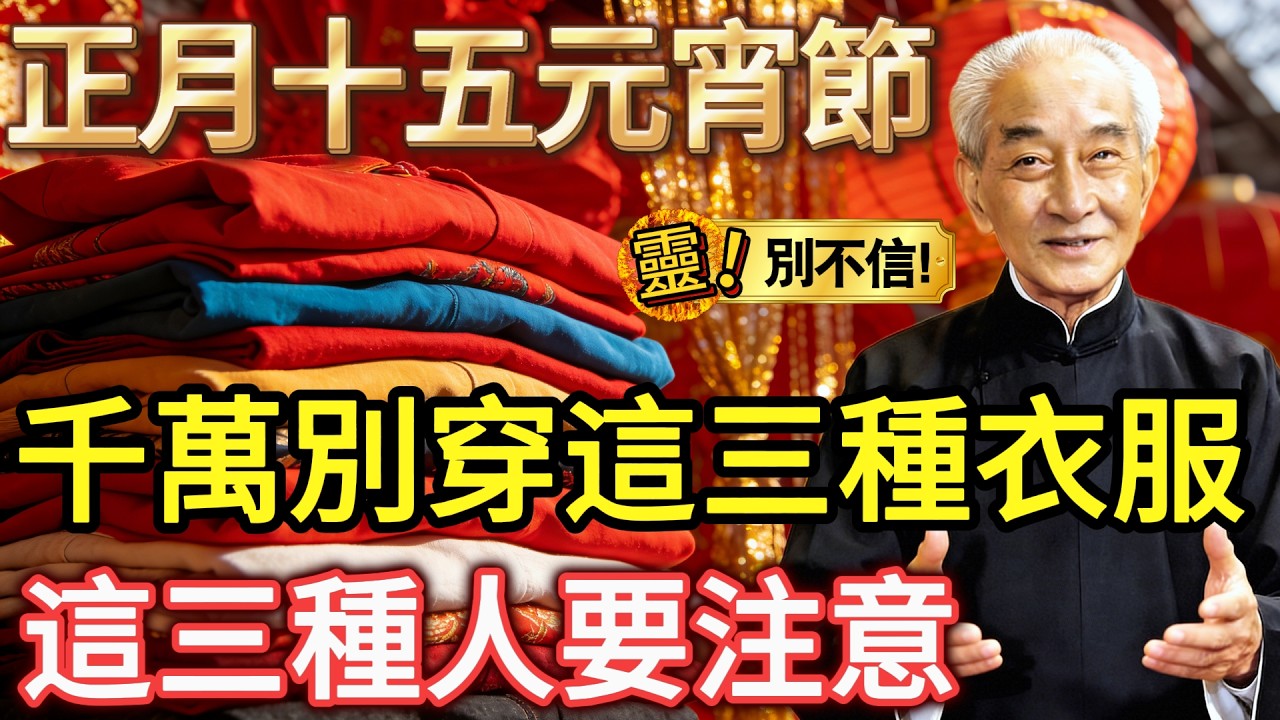 注意！2026正月十五元宵節很危險，這三種人千萬別穿這三種衣服！ #南懷瑾 #2026丙午年 #元宵節 #易經 #生活智慧 #能量管理 #改運 #國學智慧 #心理修養 #丙午之災