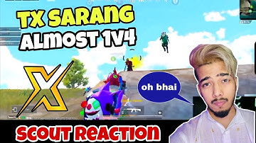 Tx Sarang Almost 1v4 Clutch In Scrims 🔥 Scout & Aditya Reaction 😱