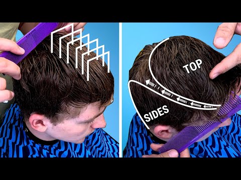 How to SCISSOR CUT MENS HAIR | Step by Step Instructions