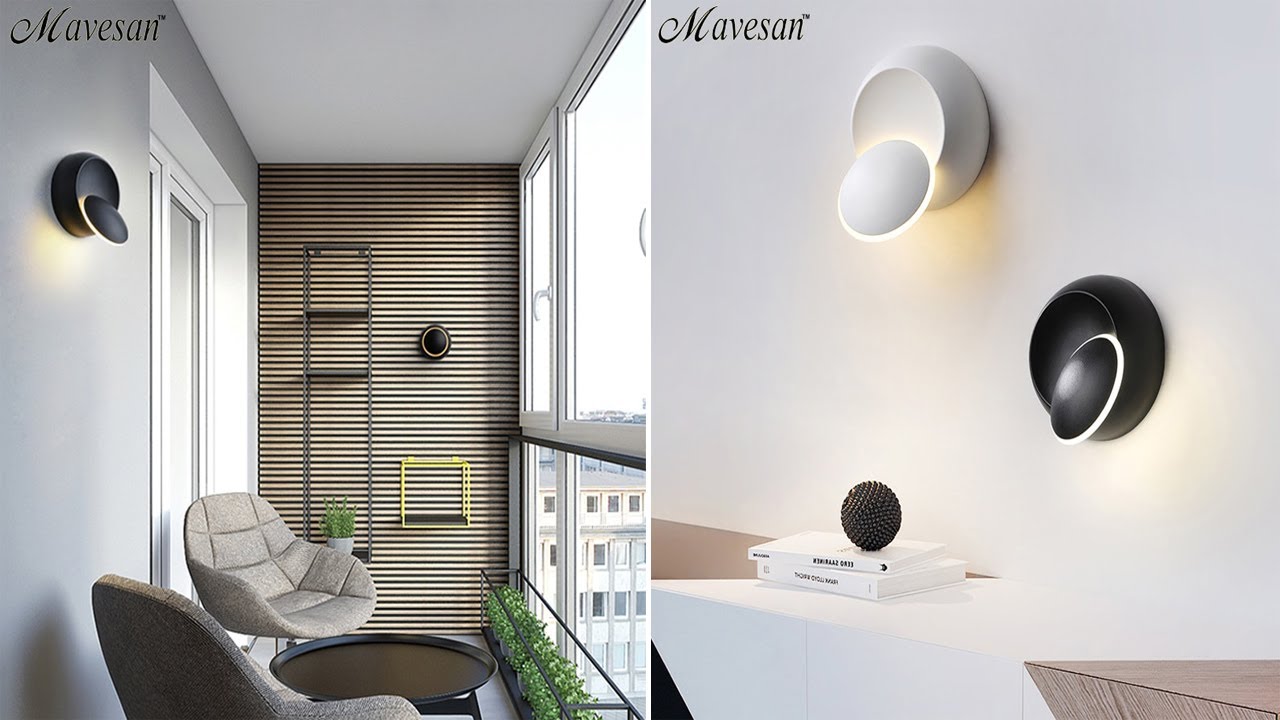 LED Wall Lamp 360 degree rotation adjustable bedside light White and Black creative wall lamp