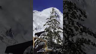 explosiv triggered avalanche.  Обстрел лавиноопасных участков. #snow #tiktok #shorts #лавина #снег