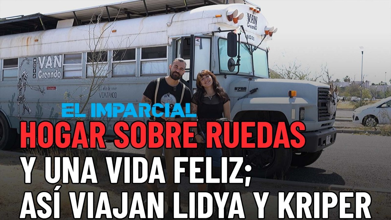 Pareja transforma autobús escolar en casa para recorrer México