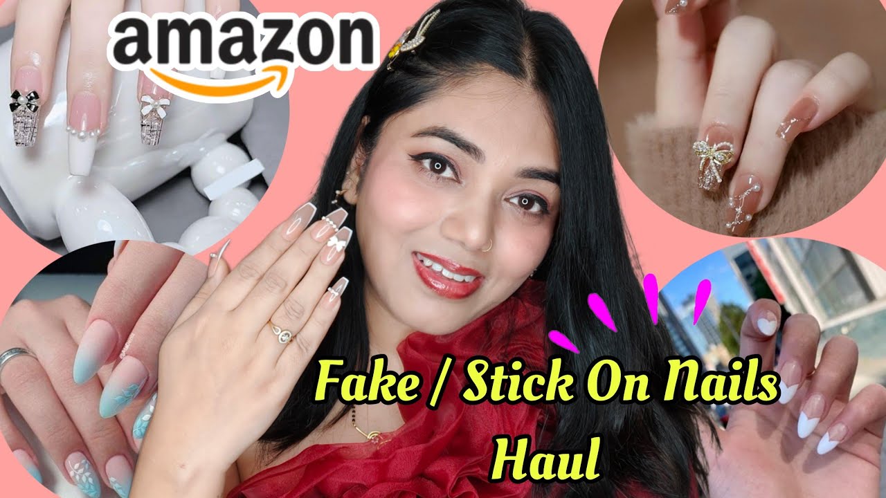 Amazon.com: Bounzhi Short Press on Nails Pink French Fake Stick on Nails  Tips False Nail Acrylic Glue Manicure Fingernails for Women 24PCS (A) :  Beauty & Personal Care