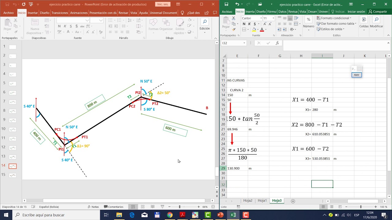 EJERCICIO PRACTICO TRAZOS - RUMBOS - PROGRESIVAS - YouTube