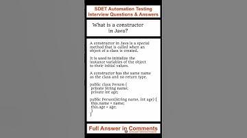 JAVA : What is a constructor in Java? SDET Automation Testing Interview Questions & Answers