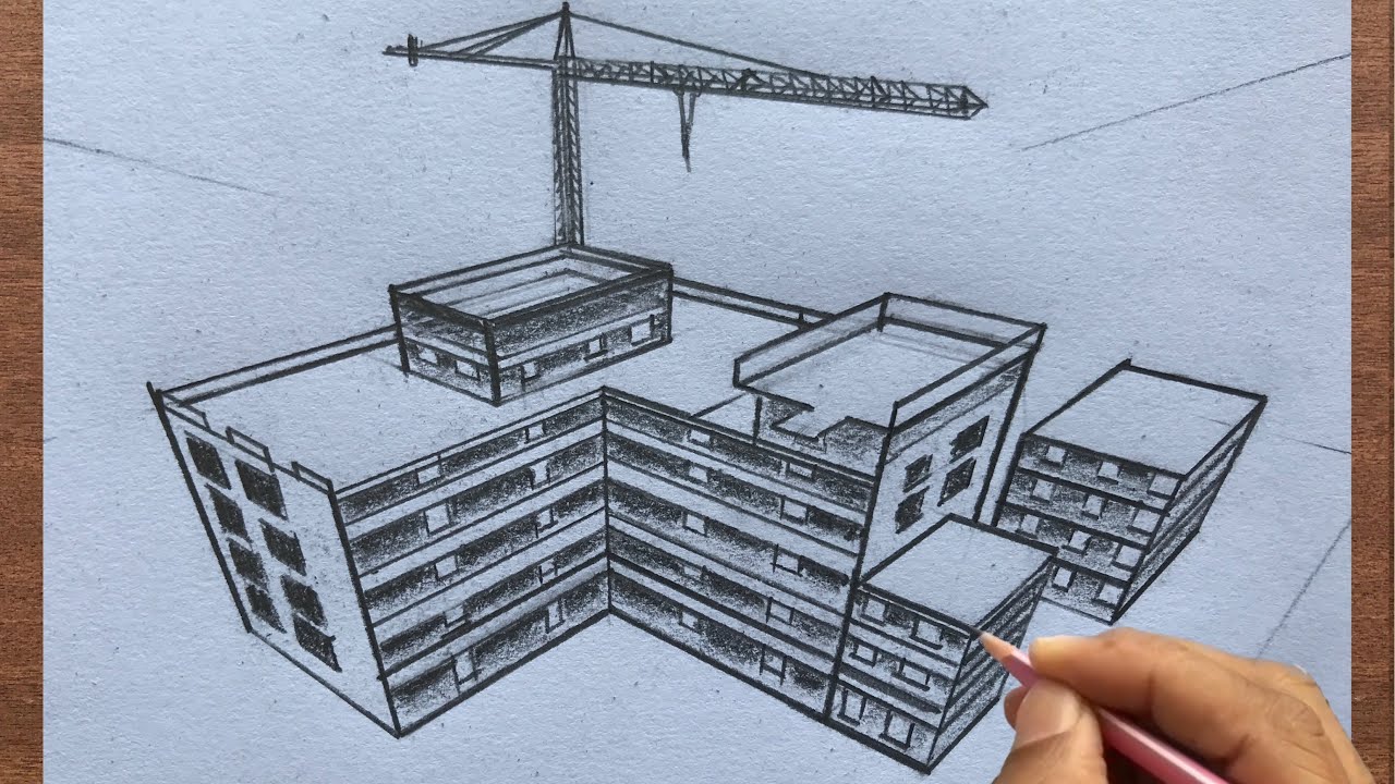 How to Draw Buildings under Construction using 3Point Perspective step