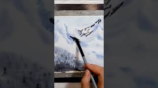 How to Paint Snowy Mountains in Watercolor in Simple Steps! #watercolortutorialforbeginners
