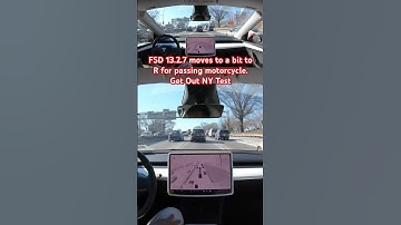 FSD 13.2.7 moves a bit to R for passing motorcycle. Get Out NY Test #teslafsd #fsdbeta #fsd