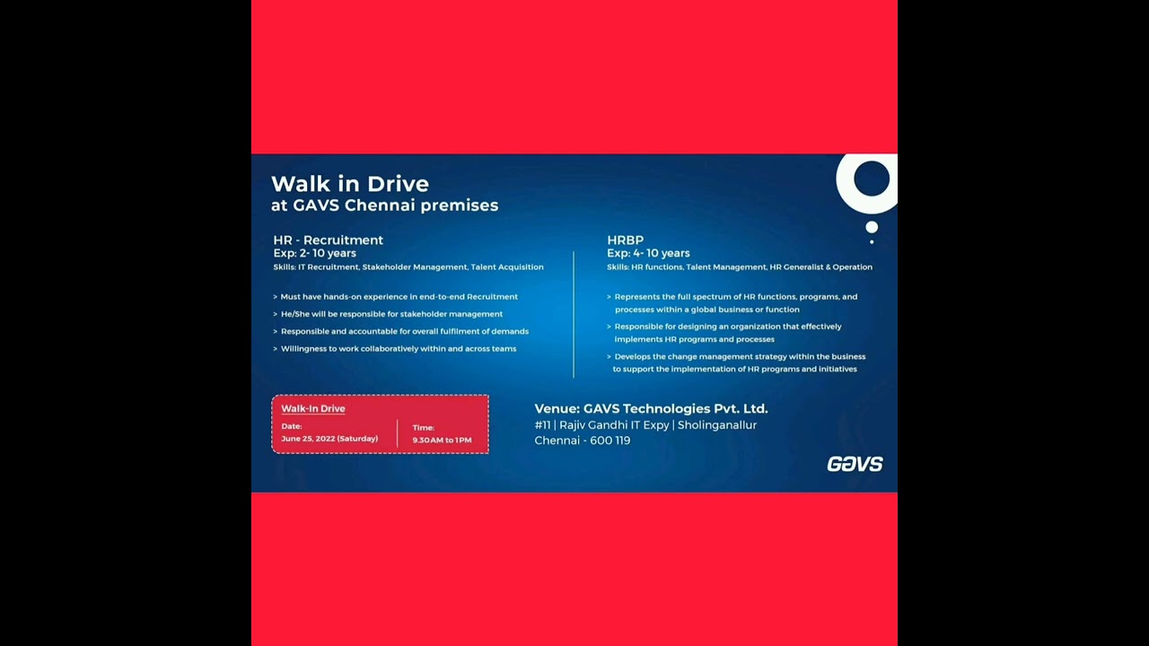 Chennai District jobs- GAVS Technology Pvt Ltd