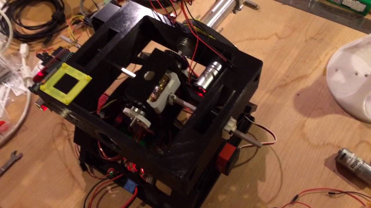 Inside BB-8 prototype 3D printed Arduino Controlled drive train 4 DOF (5 motors) (so far)