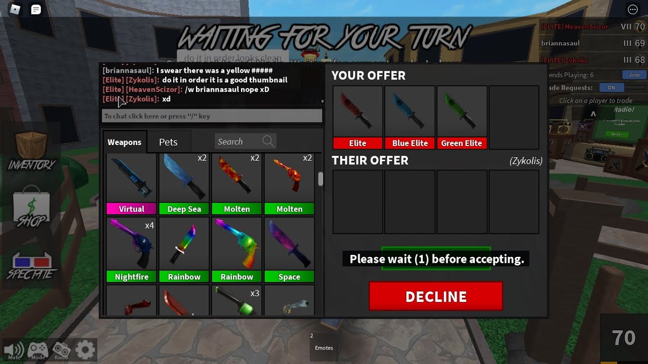 MM2] Trading Elite Set (Red Elite, Blue Elite, Green Elite) :  r/MurderMystery2