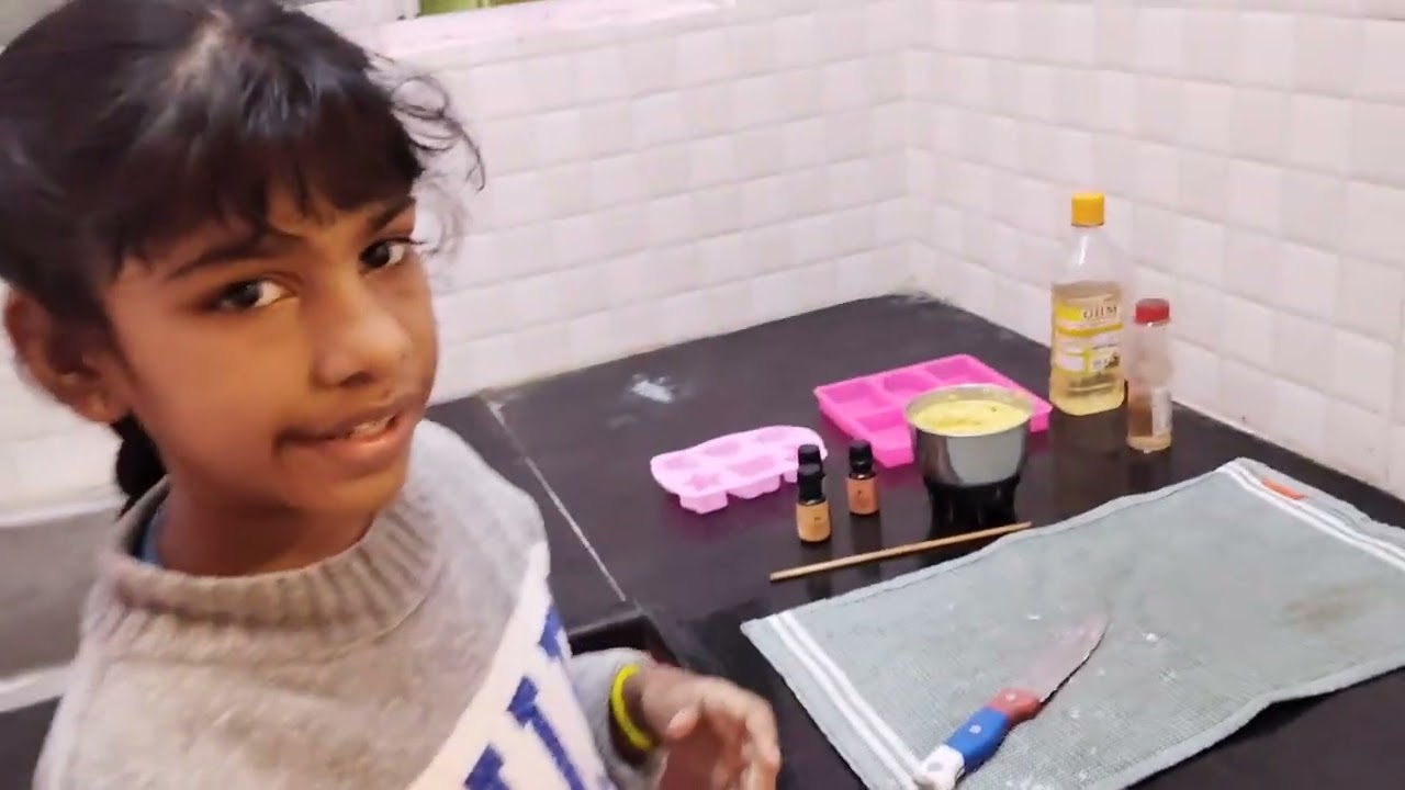 Soap making made easy by Raga using Orange peel (some secret ingredients) and Shea butter soap base.