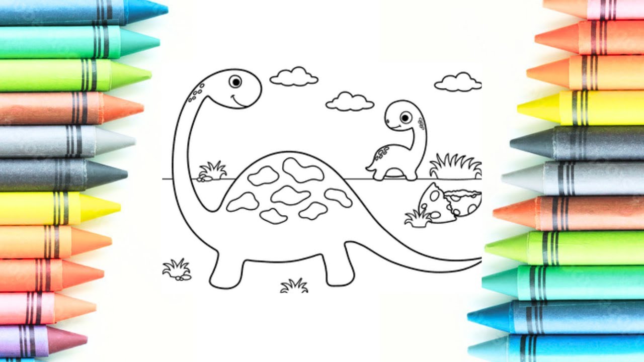 Cute dinosaur coloring nature coloring pages baby dinosaur