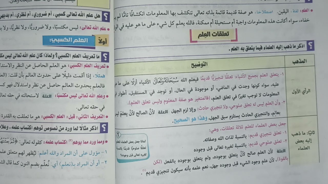 صفه العلم توحيد للصف الاول الثانوي الترم الثاني