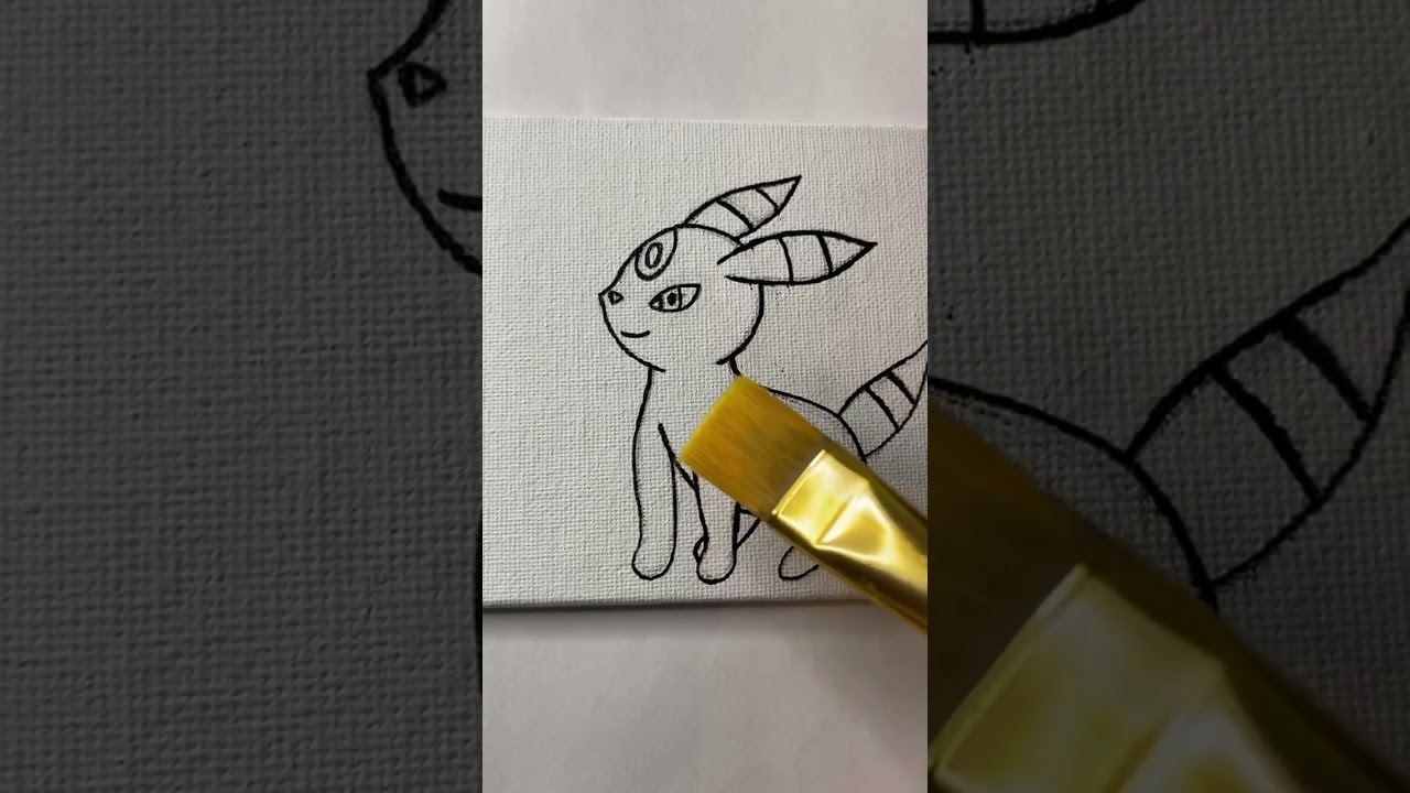 Pokémon Umbreon Painting Transition - Traditional Art Video Game Fanart Before and After